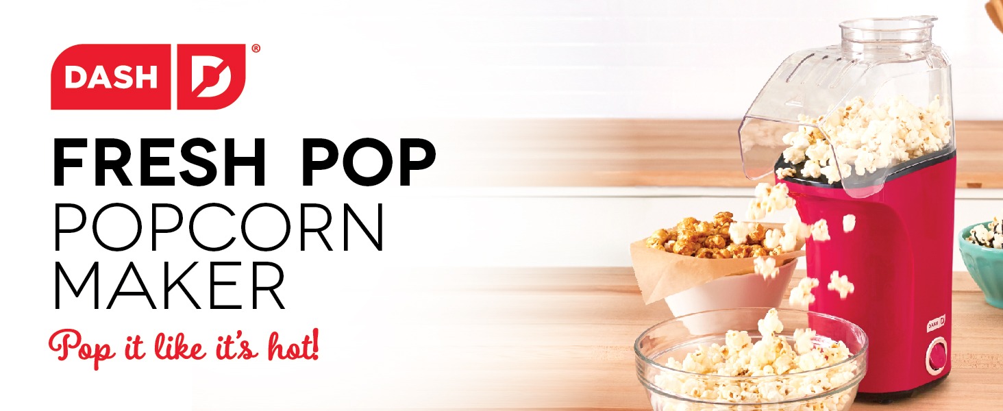 Dash Hot Air Popcorn Popper Maker with Measuring Cup to Portion Popping Corn Kernels + Melt Butter, 16 cups, Aqua - DAPP150V2AQ04