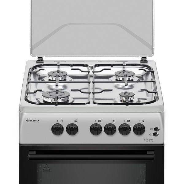 Elekta 60X60 Free Standing Gas Oven with 4 Gas Burners, Silver - EK6311(FFD)K