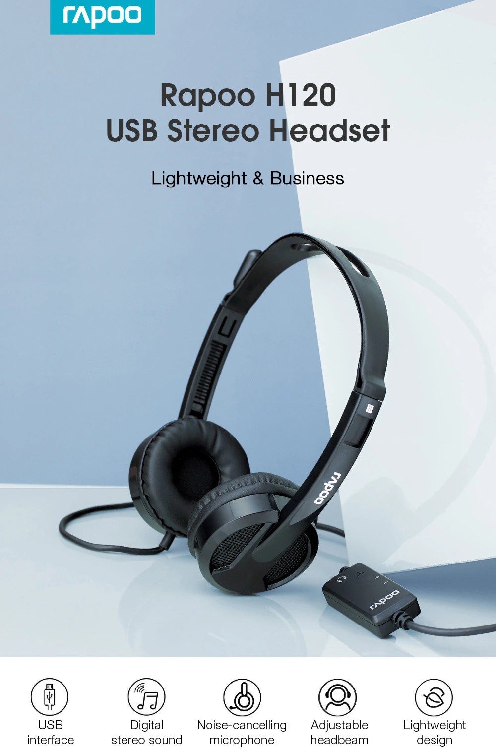 Rapoo USB Stereo Headset Wired - H120
