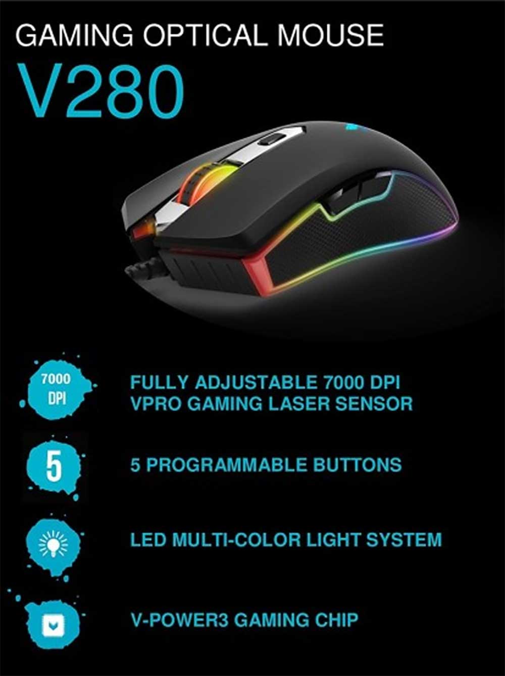 Rapoo Optical Gaming Mouse Black - V280