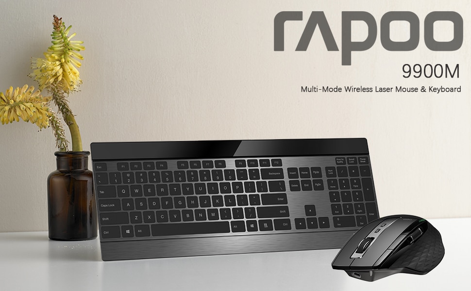 Rapoo 9900M Multi-mode Wireless Ultra-slim Keyboard Mouse Set - 19346