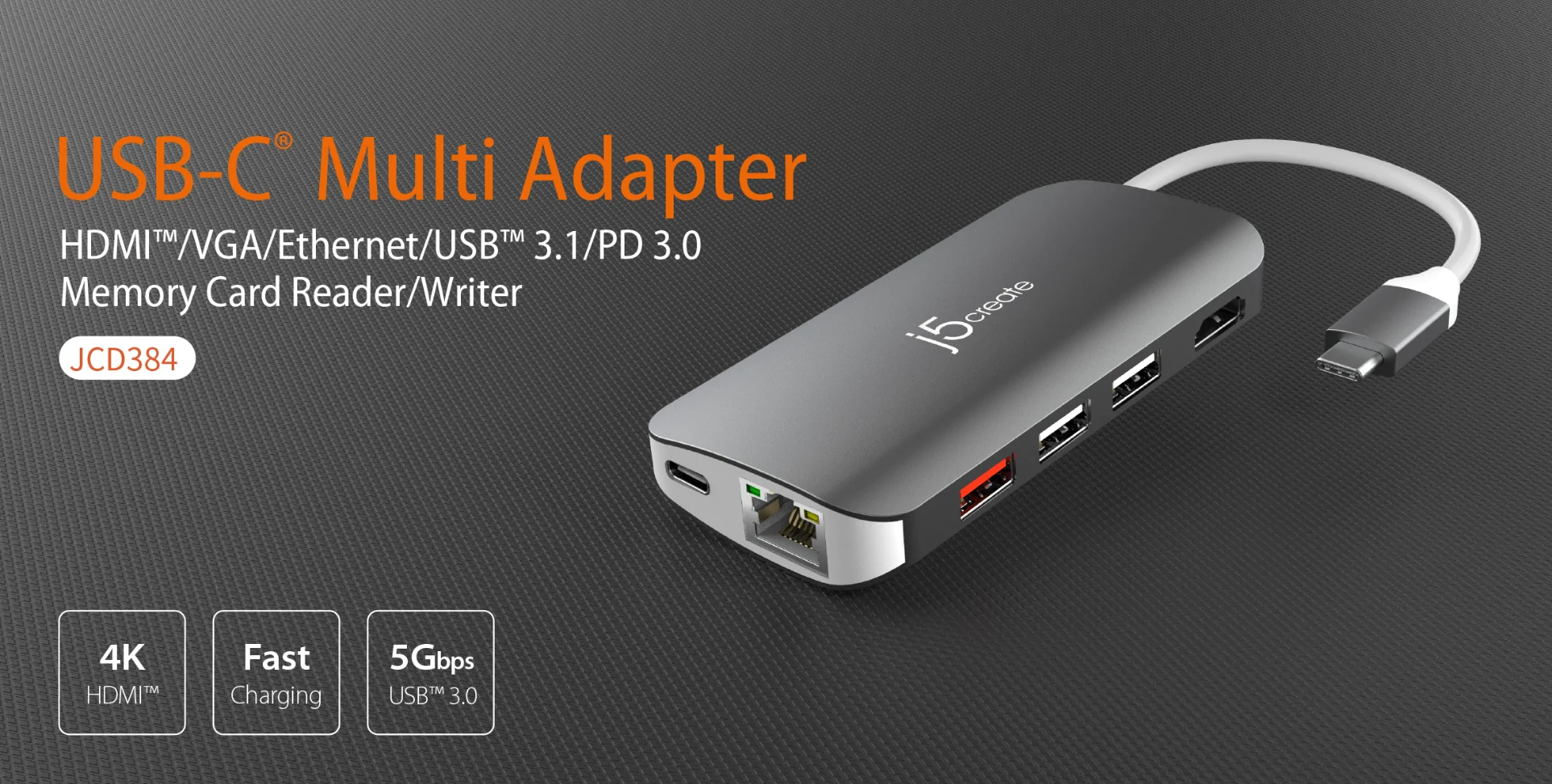 J5 Create USB C Multi Adapter -10 Functions in 1 - JCD384