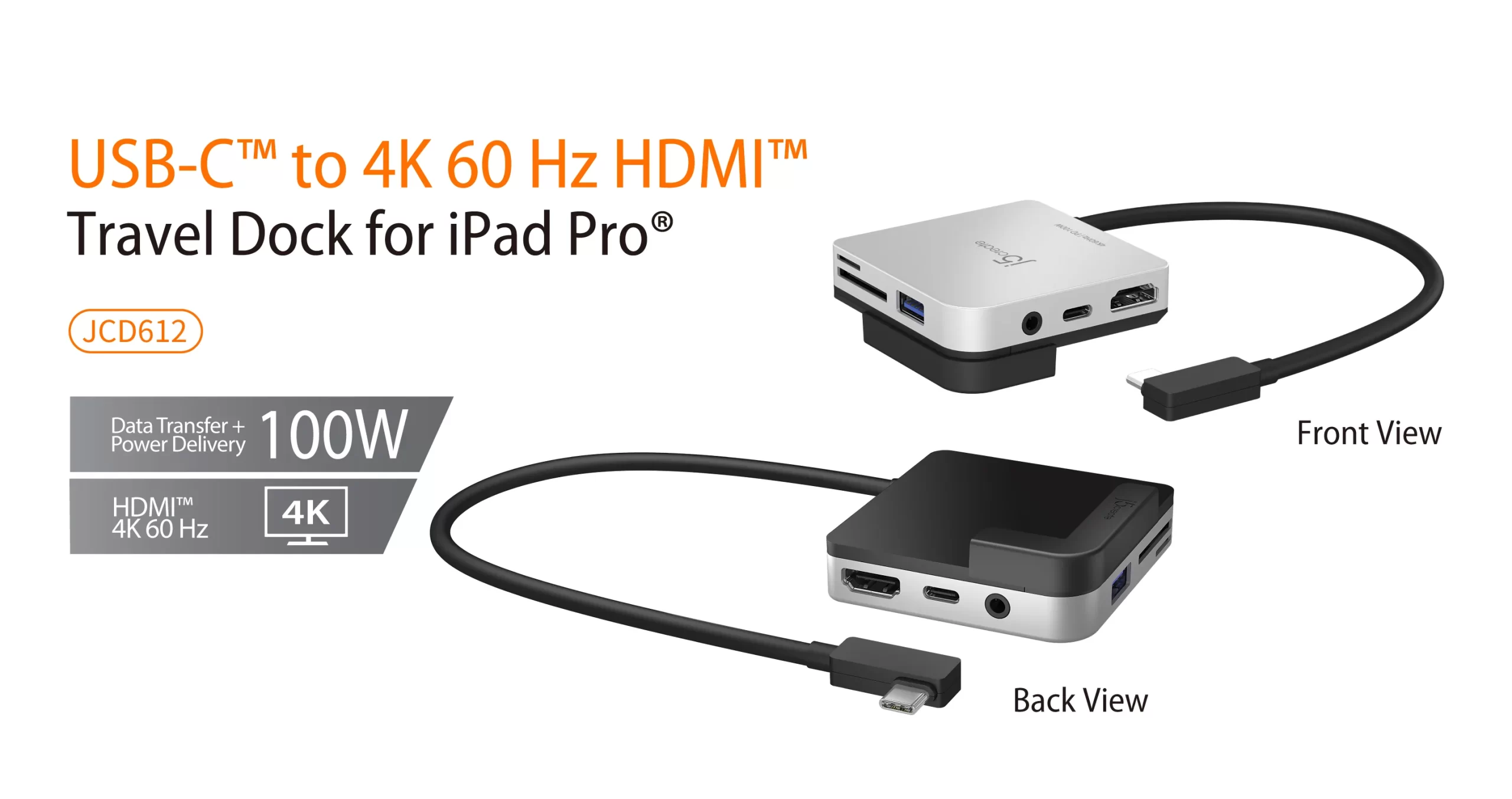 J5 Create USB C to 4K 60Hz HDMI Travel Dock for iPad Pro - JCD612