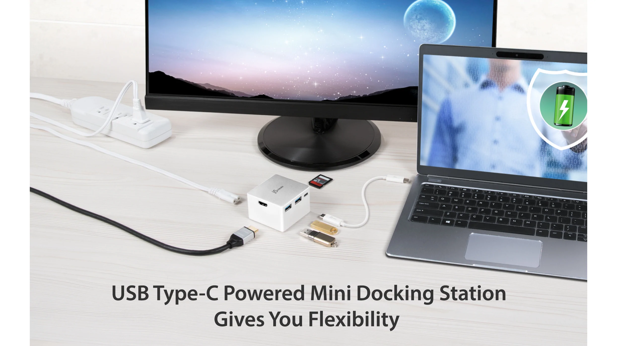 J5 Create USB C Powered Mini Docking Station - JCDP385