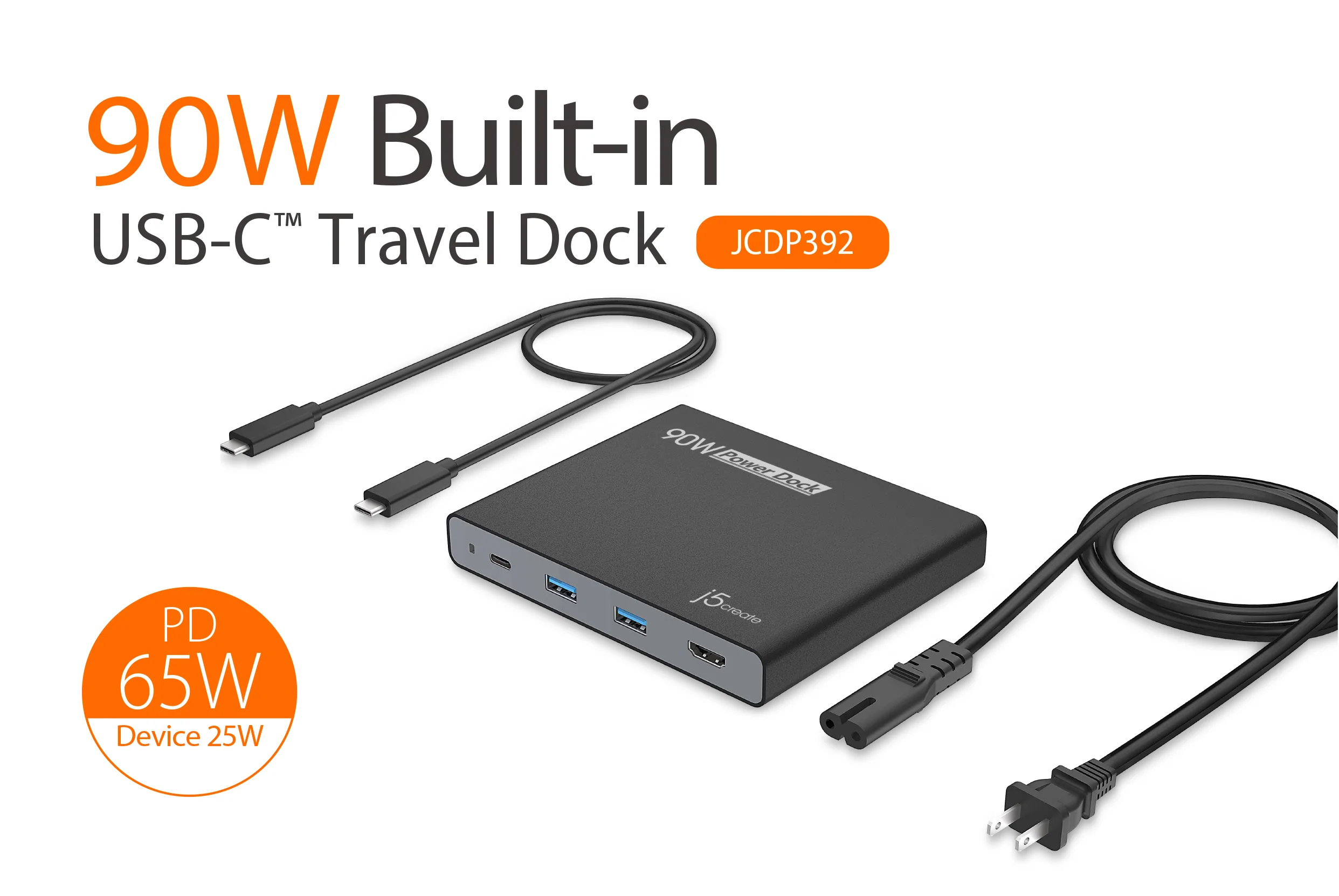 J5 Create 90W Built in USB C Travel Dock - JCDP392