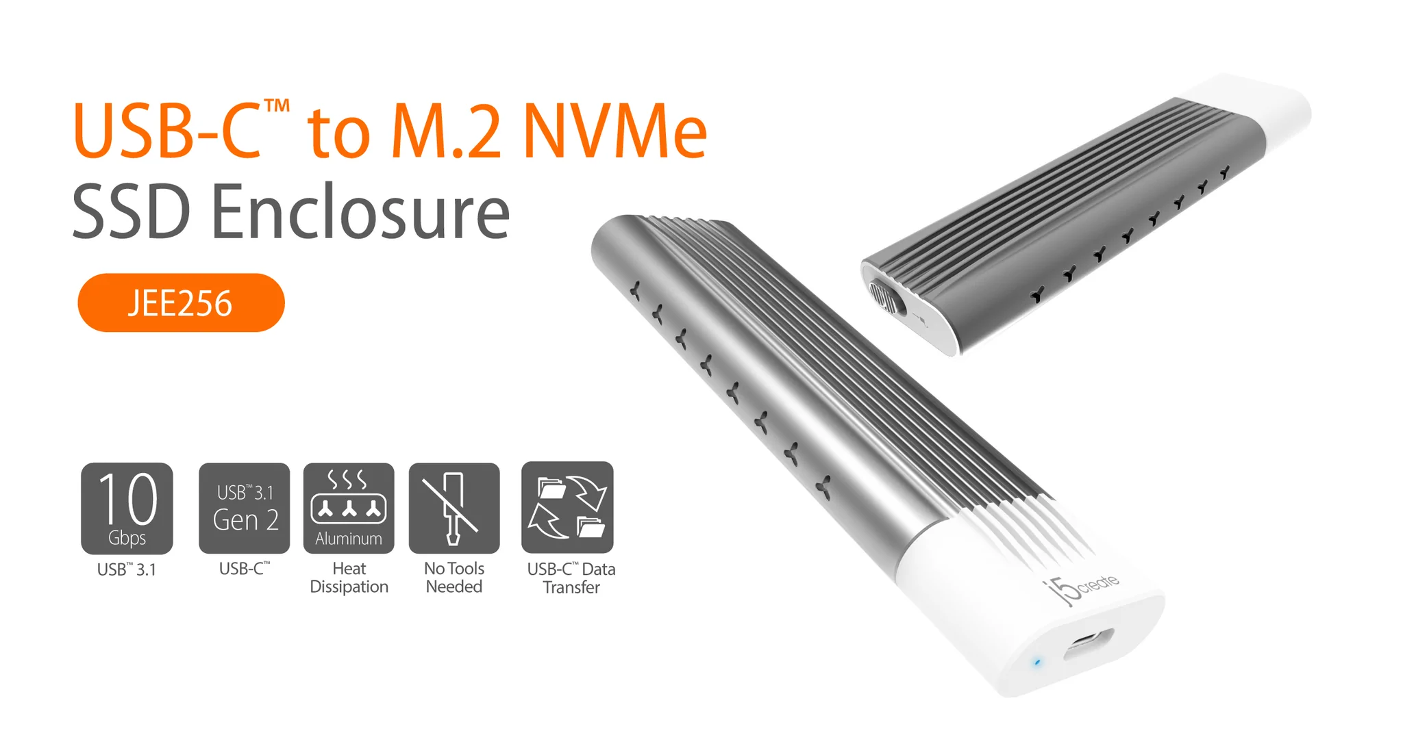 J5 Create USB C to M2 NVMe SSD Enclosure - JEE256