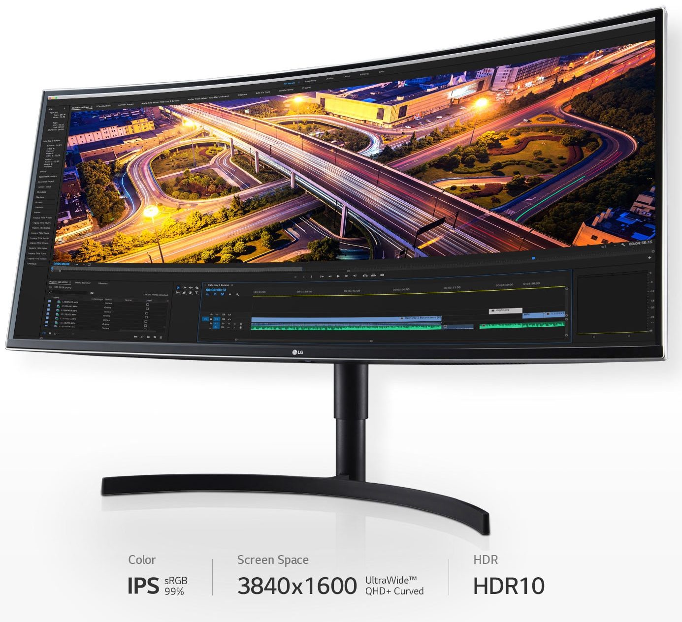 LG 38'' UltraWide™ QHD+ (3840 x 1600) Curved HDR IPS Monitor - 38WN75C-B