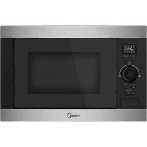Midea 25L, Built In Microwave Oven, Grill, 8 Auto Menus, Silver-Black - AG925BVK