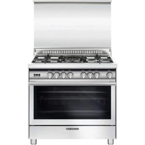 Glemgas Cooker 5 Burner, 90 x 60 cm, Full Safety With Convection Fan, Silver - ST9612RIFS