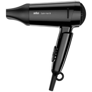 Braun Satin Hair 3 Style, Go Travel Dryer with Ionic Function and Professional Style Nozzle, Black - HD350