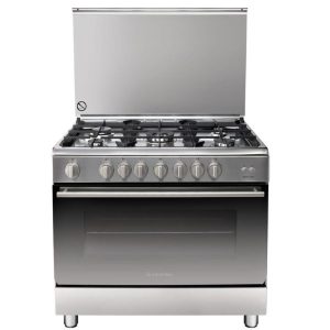 Ariston Free standing Gas Cooker 90 CMS, Gas Oven + Gas Hob, Cast Iron Grids, INOX, SIlver - A9GG1FC(X)/EX
