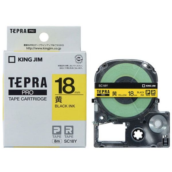 King Jim TEPRA PRO Tape Cartridge Color Label (Pastel), Yellow-Black - SC18Y