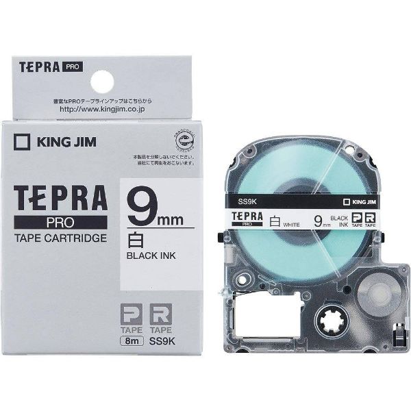 King Jim TEPRA Tape Cartridge 9mm - Black On White - SS9K