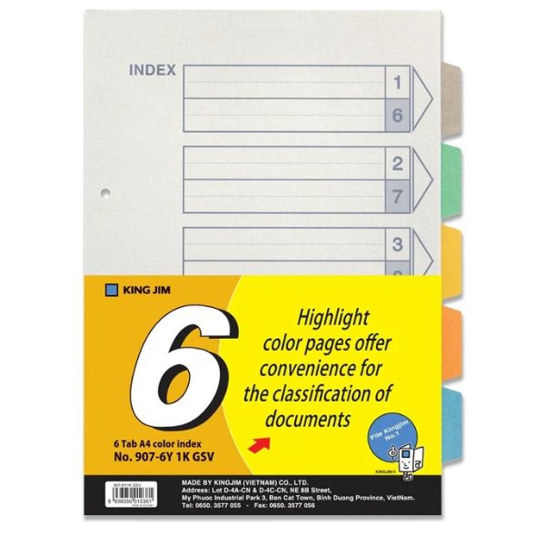 King Jim Paper Color Index Divider A4 - 907