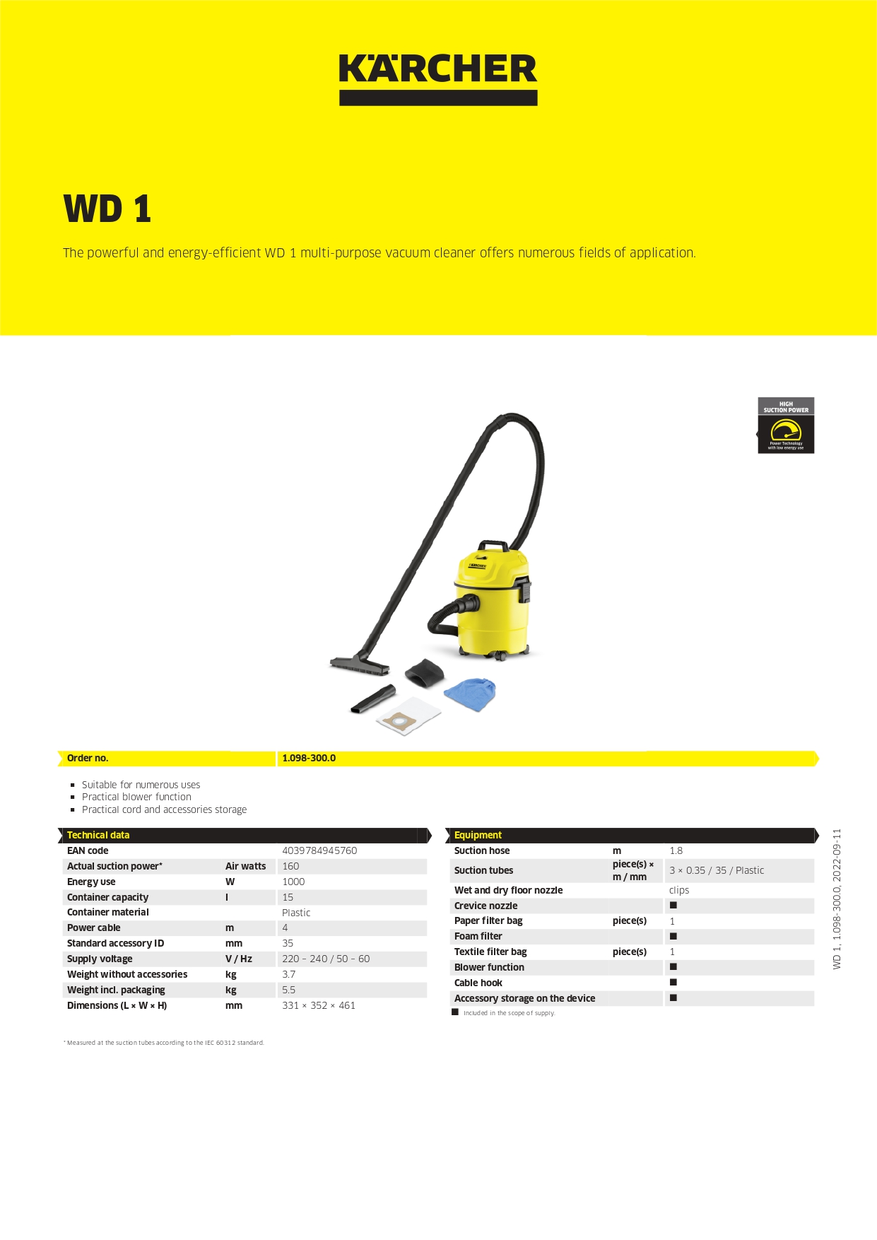 Karcher WD 1 KAP | Wet & Dry Vacuum Cleaner