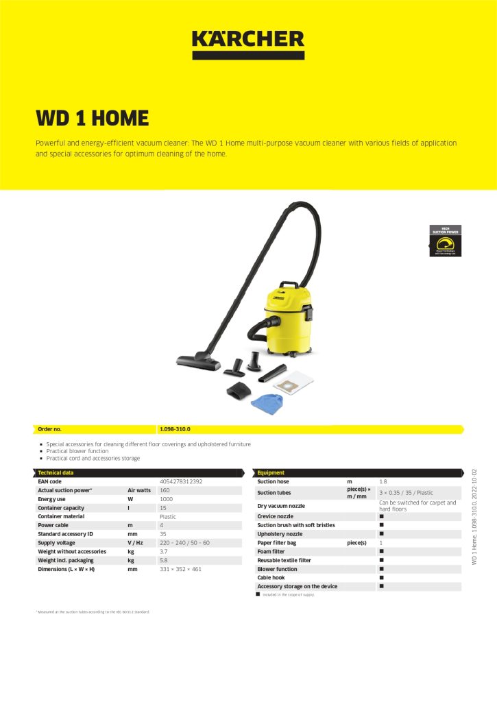 Karcher WD1 Wet and Dry Vacuum Cleaner PLUGnPOINT