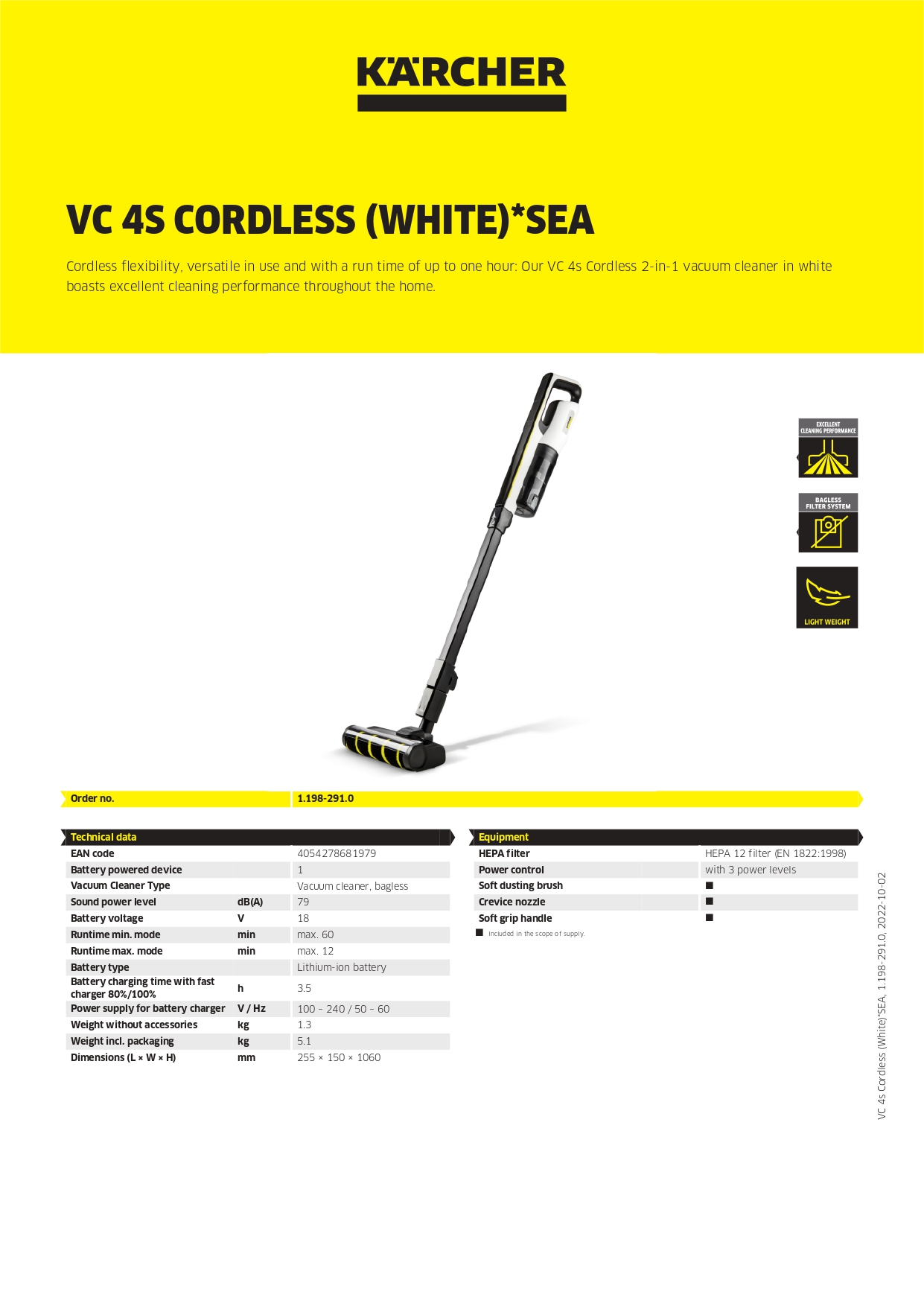 Karcher VC4s Cordless White*SEA | Handheld Vacuum Cleaner Cordless