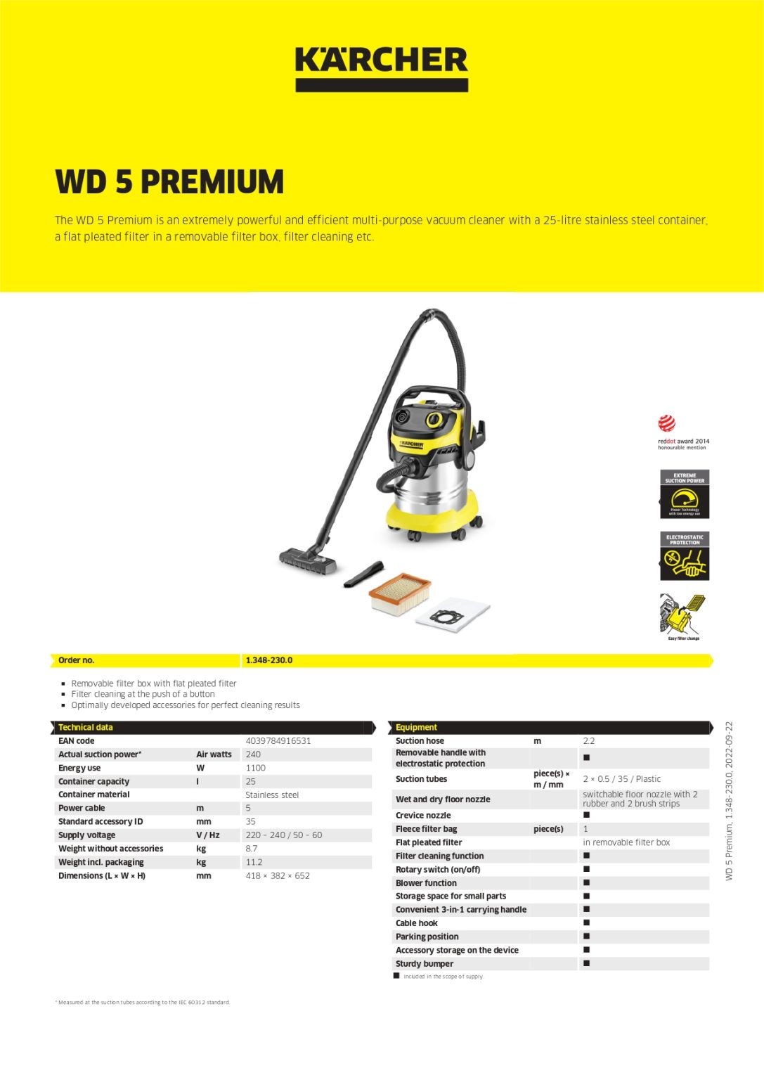 Karcher WD 5 Premium Wet and Dry Vacuum Cleaner PLUGnPOINT