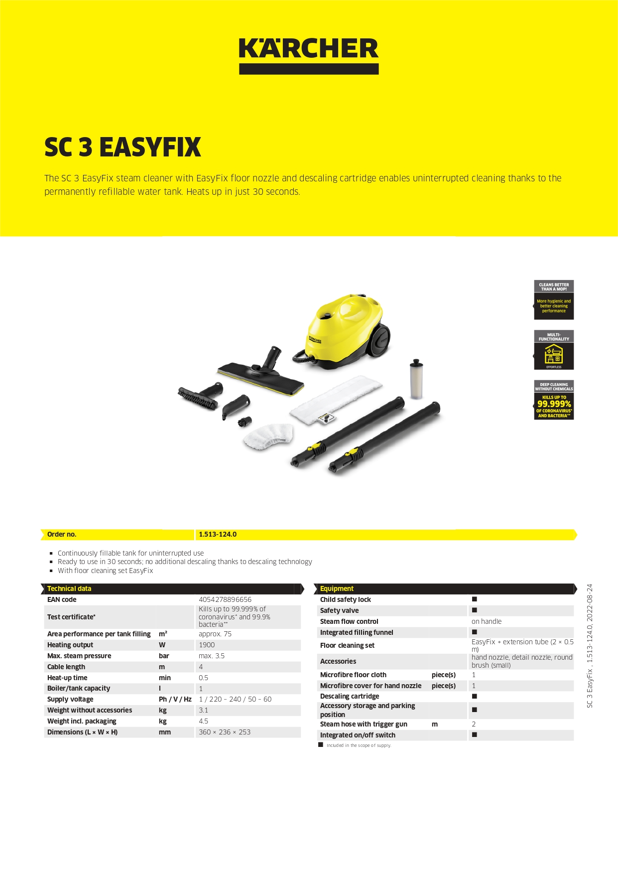 Karcher SC 3 Easy Fix(yellow)*EU Steam Cleaner 