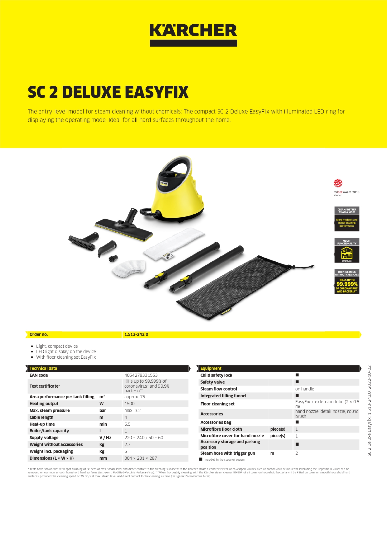 Karcher Steam Cleaner  - SC 2 Deluxe Easy Fix*AE