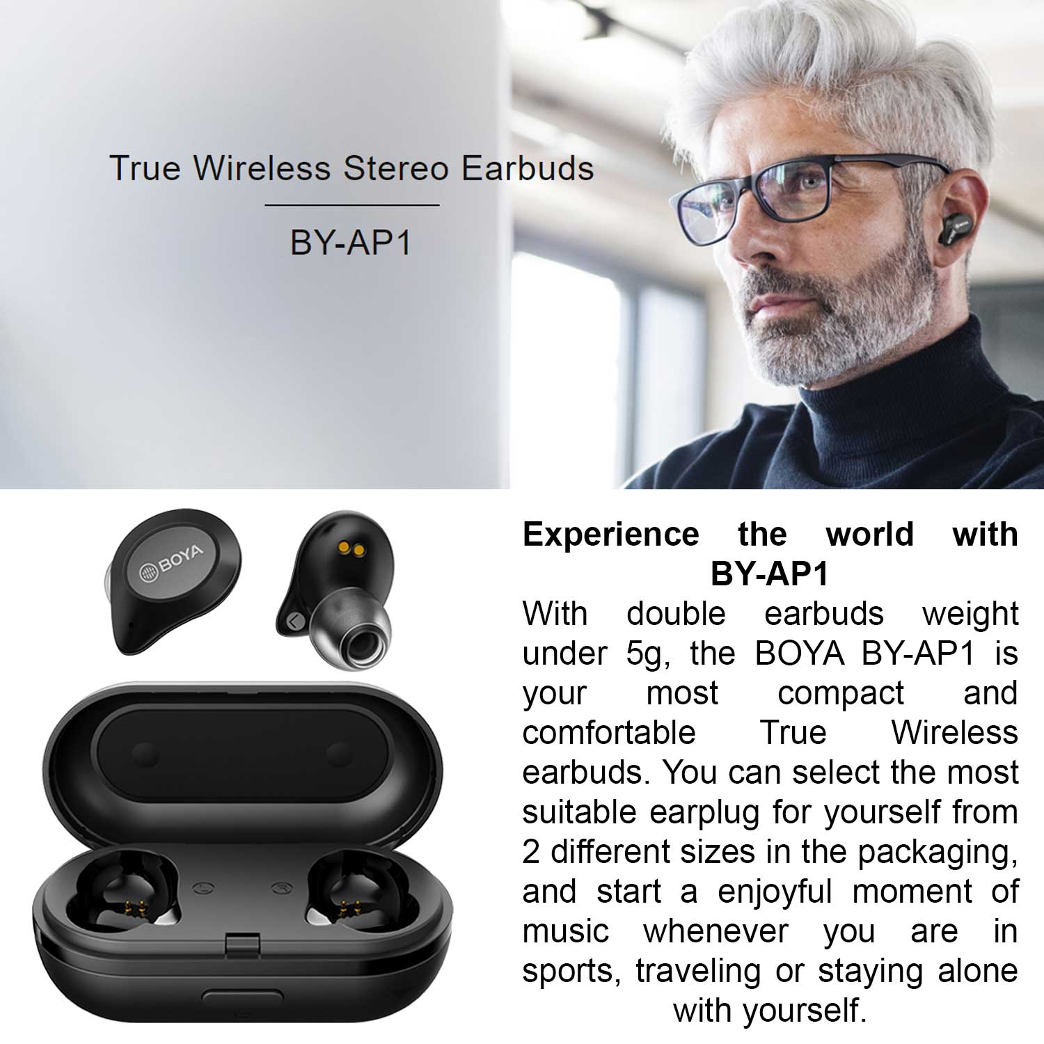 Boya In-Ear Earbuds True Wireless/Bluetooth 5.0 - BY-AP1