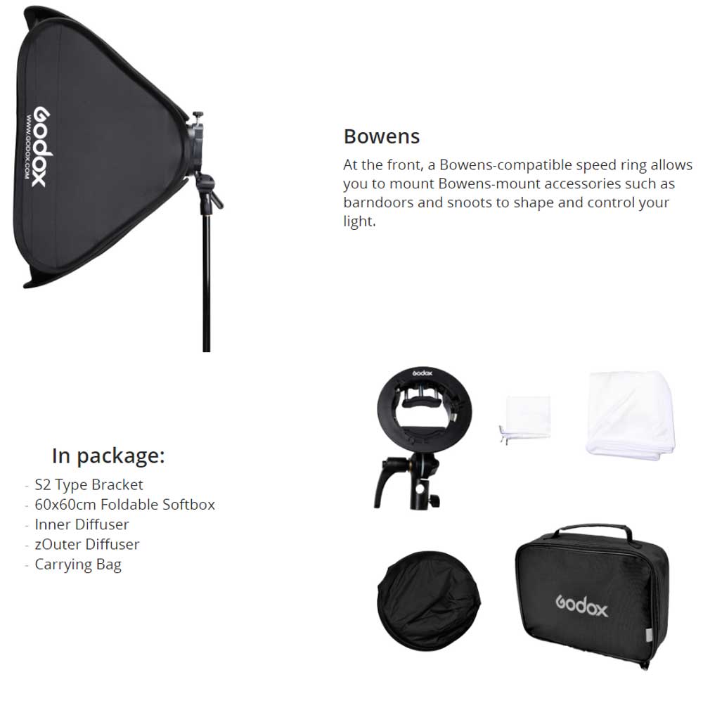 Godox Outdoor Flash Kit S2 Bracket Softbox - SGUV-6060