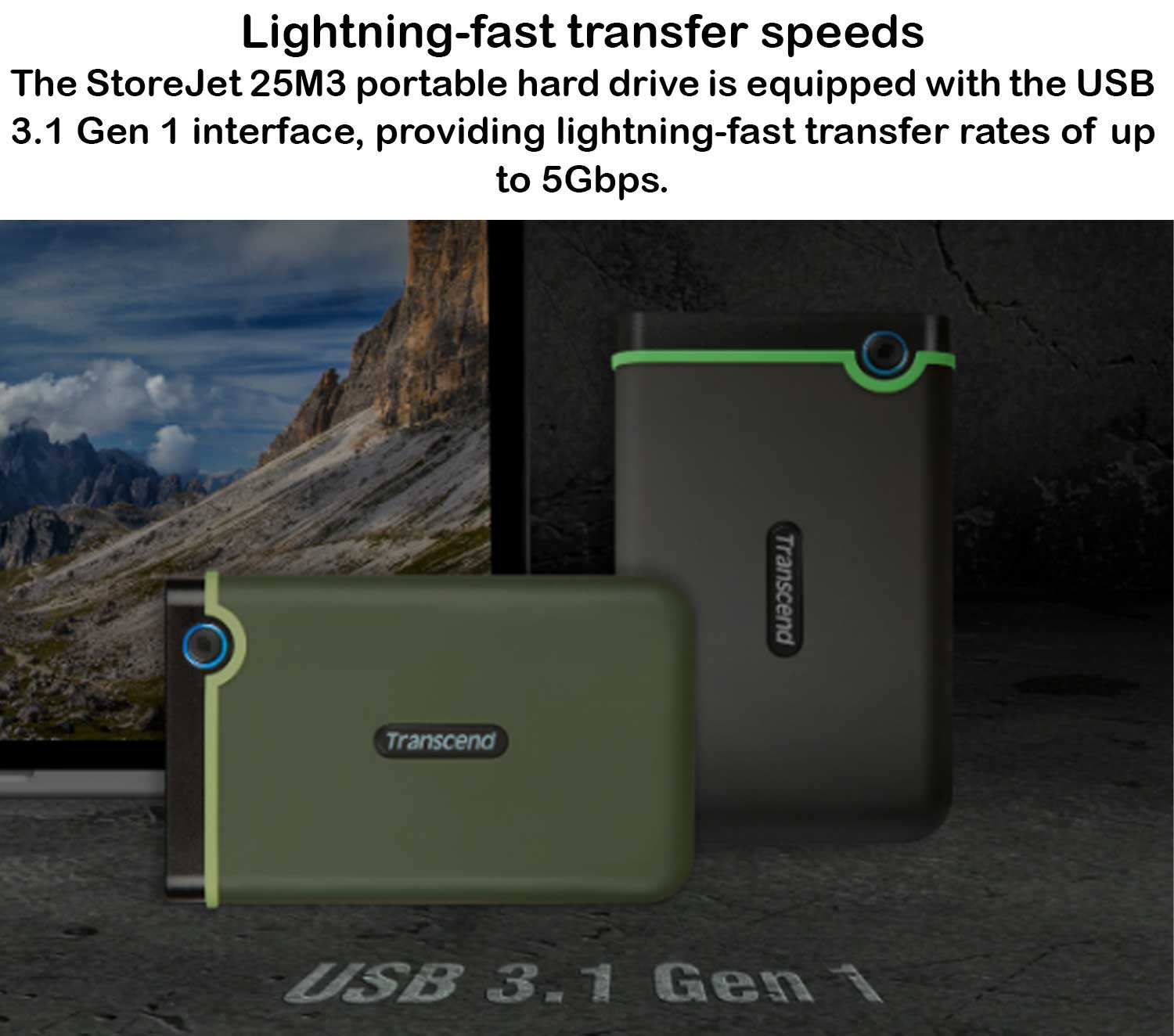 Transcend StoreJet 25M3 1TB Portable Hard Drive - TS1TSJ25M3S