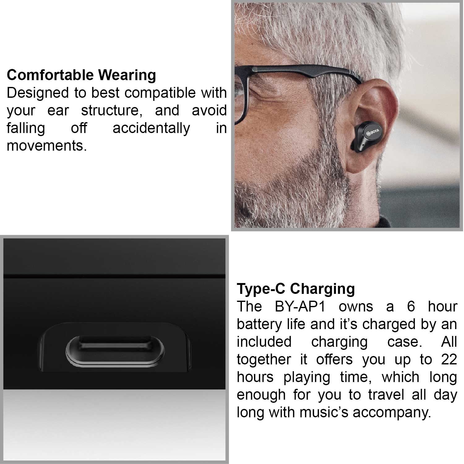 Boya In-Ear Earbuds True Wireless/Bluetooth 5.0 - BY-AP1