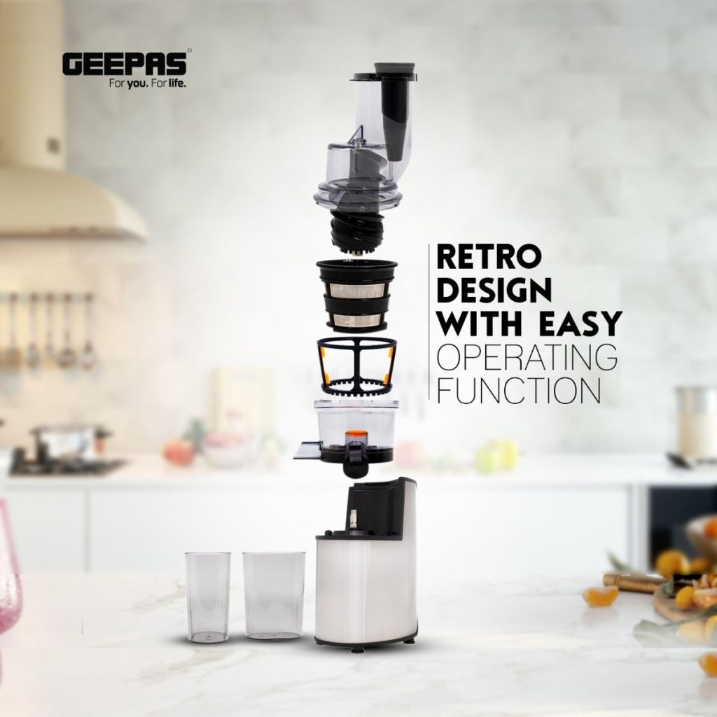 Geepas GSJ44019UK 200W Masticating Slow Juicer Machine