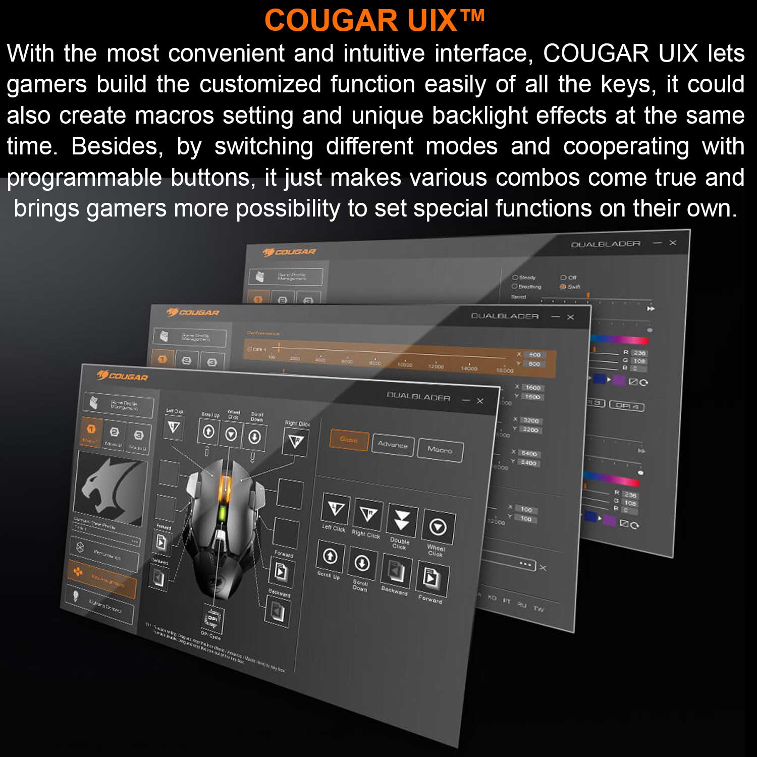 Cougar DUALBLADER Fully Customizable Gaming Mouse - 3M800WOMB.0001