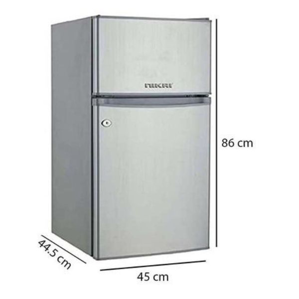 Nikai 135L Gross Capacity Double Door Refrigerator Mini Refrigerator, Silver - NRF135DDS