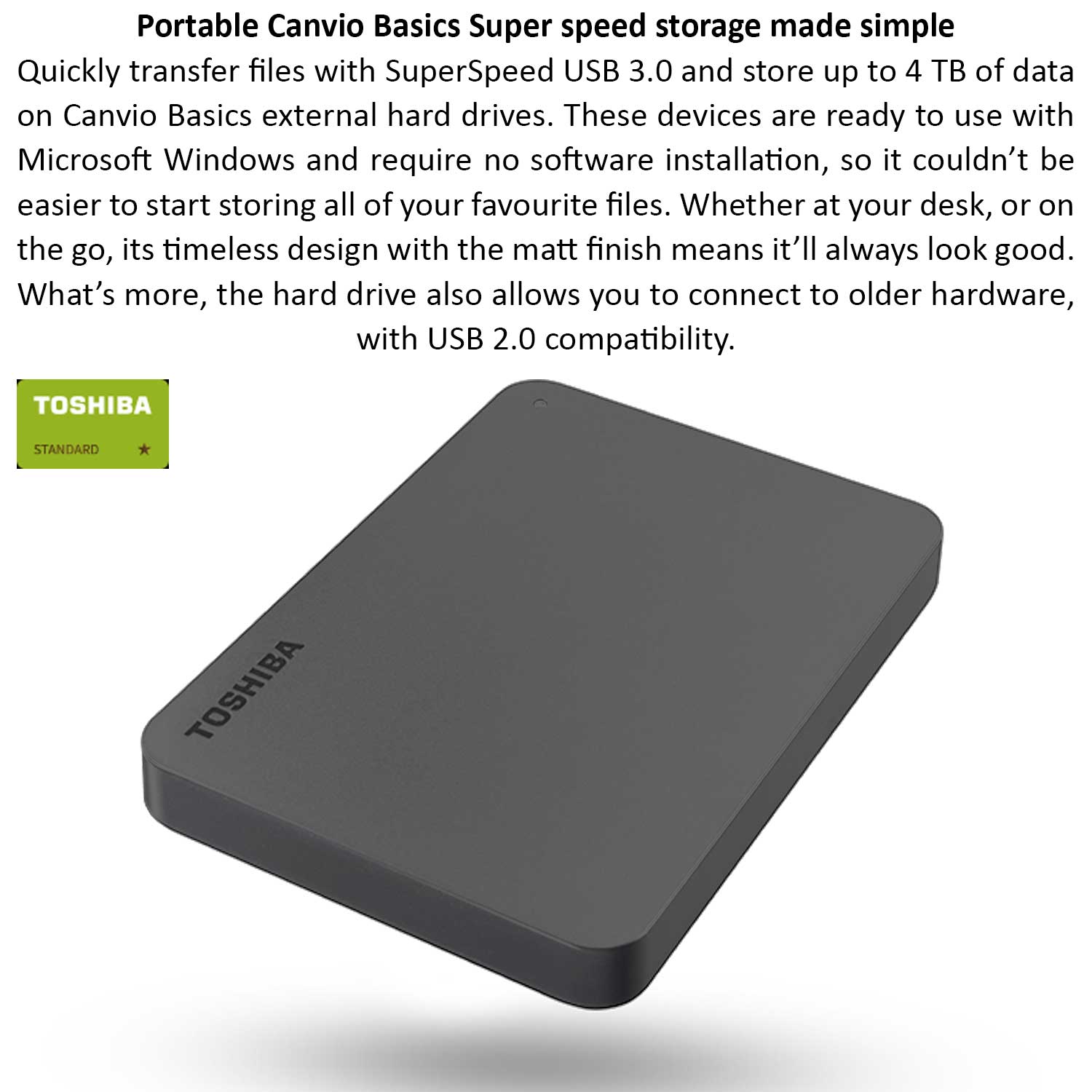 Toshiba Canvio Basics 2TB External Hard Drive - HDTB420EK3AA