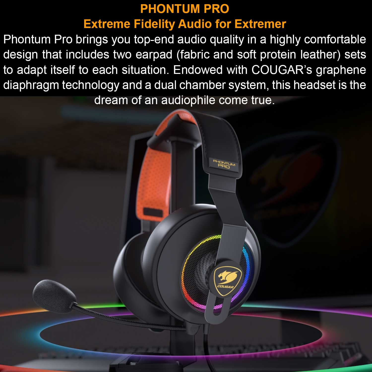 Cougar PHONTUM PRO Headset Extreme Fidelity Audio for Extremer - 3H800P53B.0001