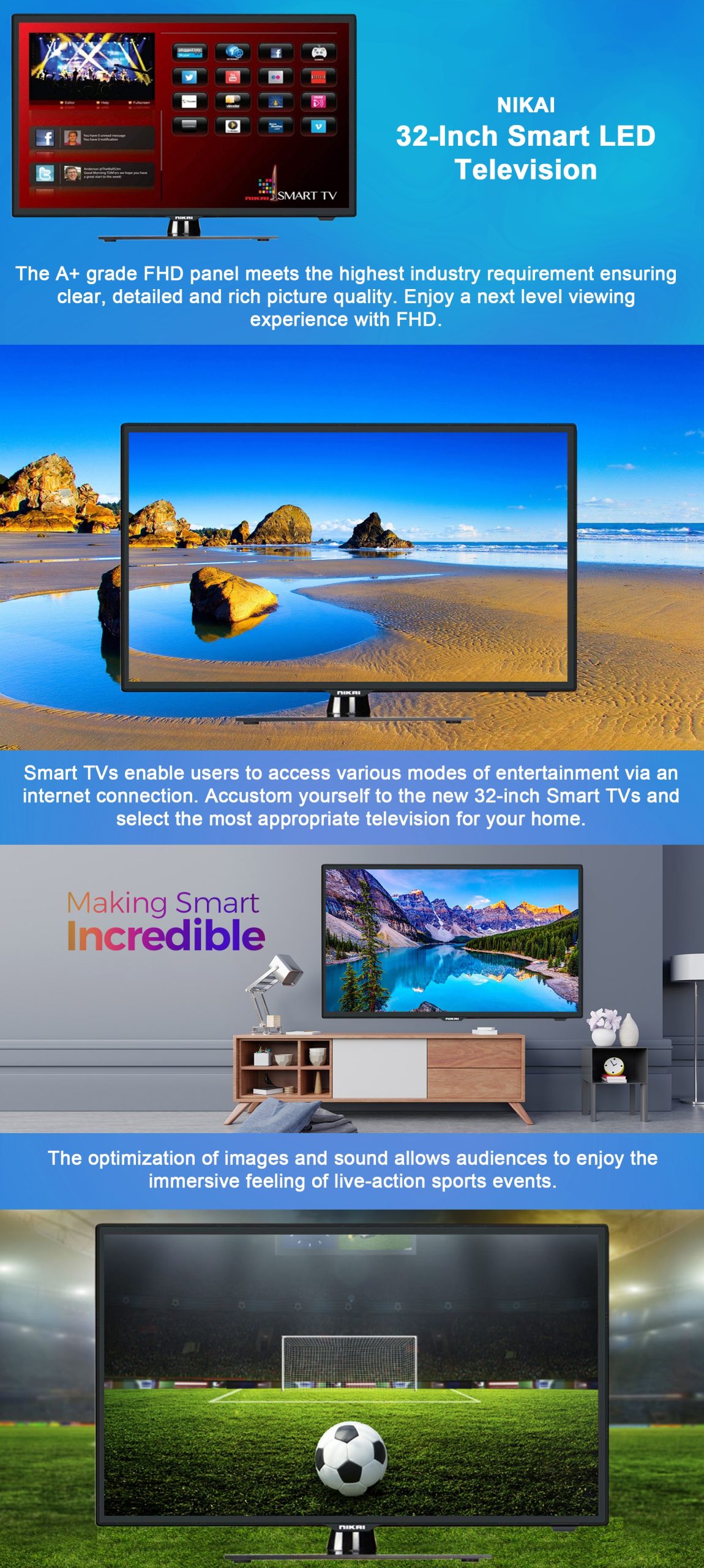 Nikia NTV3200SLEDT | 32 Inches Smart LED TV