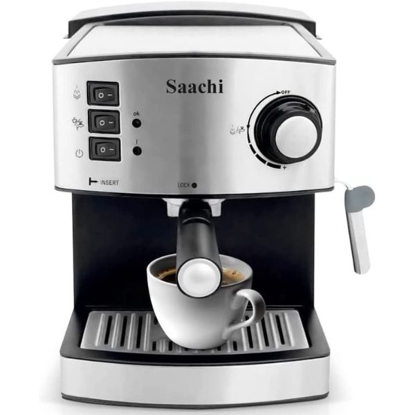 Saachi Espresso Machine With 15 Bar Automatic Steam Pressure Pump, Black - NL-COF-7055