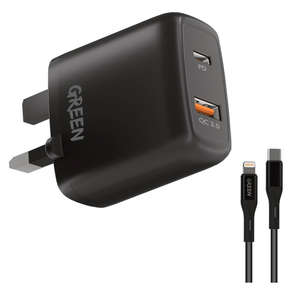 Dual USB Port Wall Charger | PVC Type-C to Lightning Cable | PLUGnPOINT