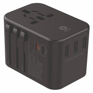 Green Lion Multifunction Travel Adapter Black | PLUGnPOINT