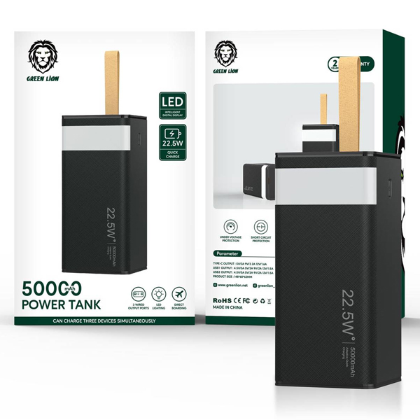 Green Lion Power Bank 50000mAh | 22.5W Black | PLUGnPOINT