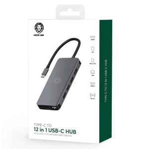 Green Lion 12 in 1 USB-C Hub 4K | GN12IN1HUB | PLUGnPOINT