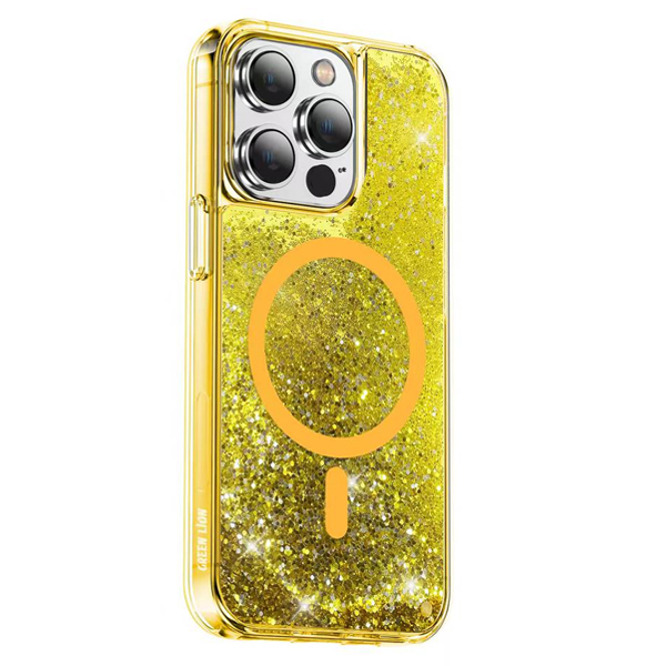 Magnetic Happiness 3D Glitter Resin Case Gold | PLUGnPOINT