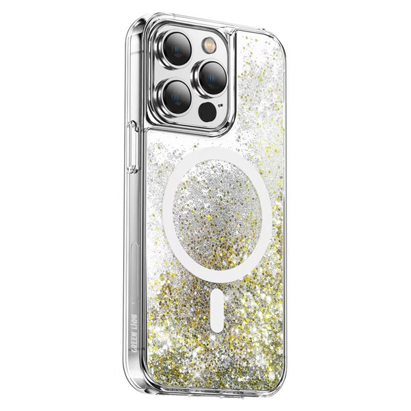 Green Lion Magnetic Happiness 3D Glitter Resin Case | for iPhone 14 Plus | Silver