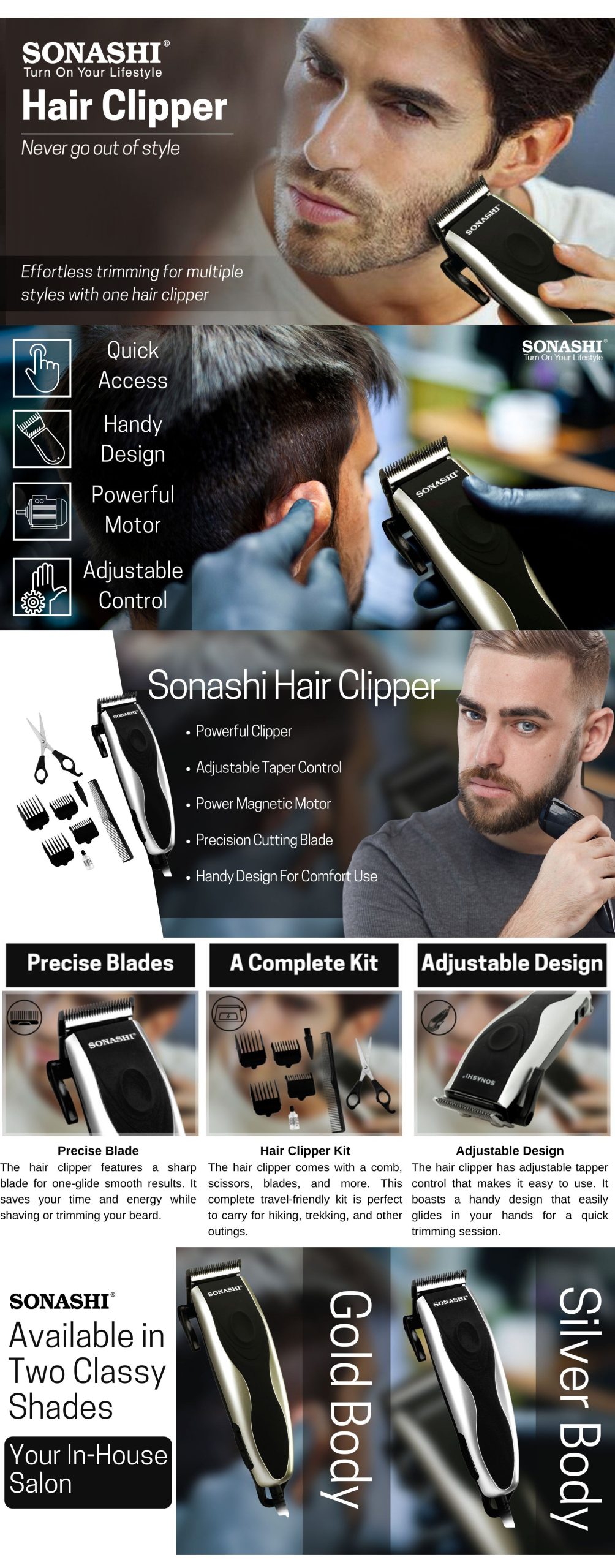 Sonashi SHC-1001 | Corded Hair Clipper 