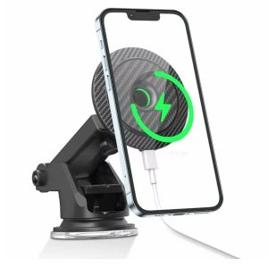 Carbon Fiber Magnetic Wireless Car Charger | PLUGnPOINT