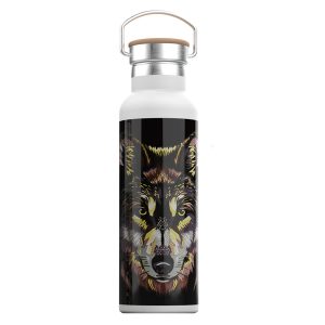 Pattern Stainless Steel Water Bottle | 600m Wolf l PLUGnPOINT