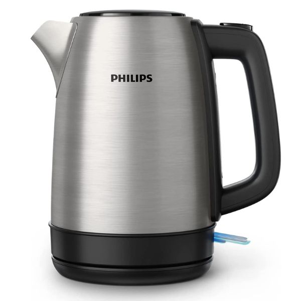 Philips New Daily Metal Kettle 1.7 Liters Capacity 2200 Watts, Silver/Black - HD9350/92