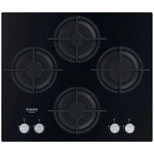 Ariston Built In 60x60cm 4 Burner Gas Hob With Auto Ignition, Full Safety, Black - AGS61SBK