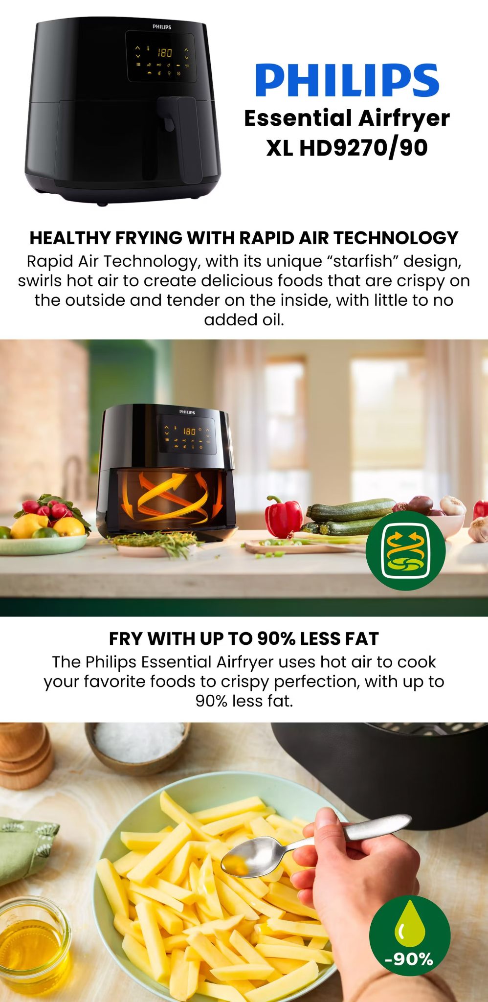 Philips HD9270/91 Essential XL Air Fryer PLUGnPOINT