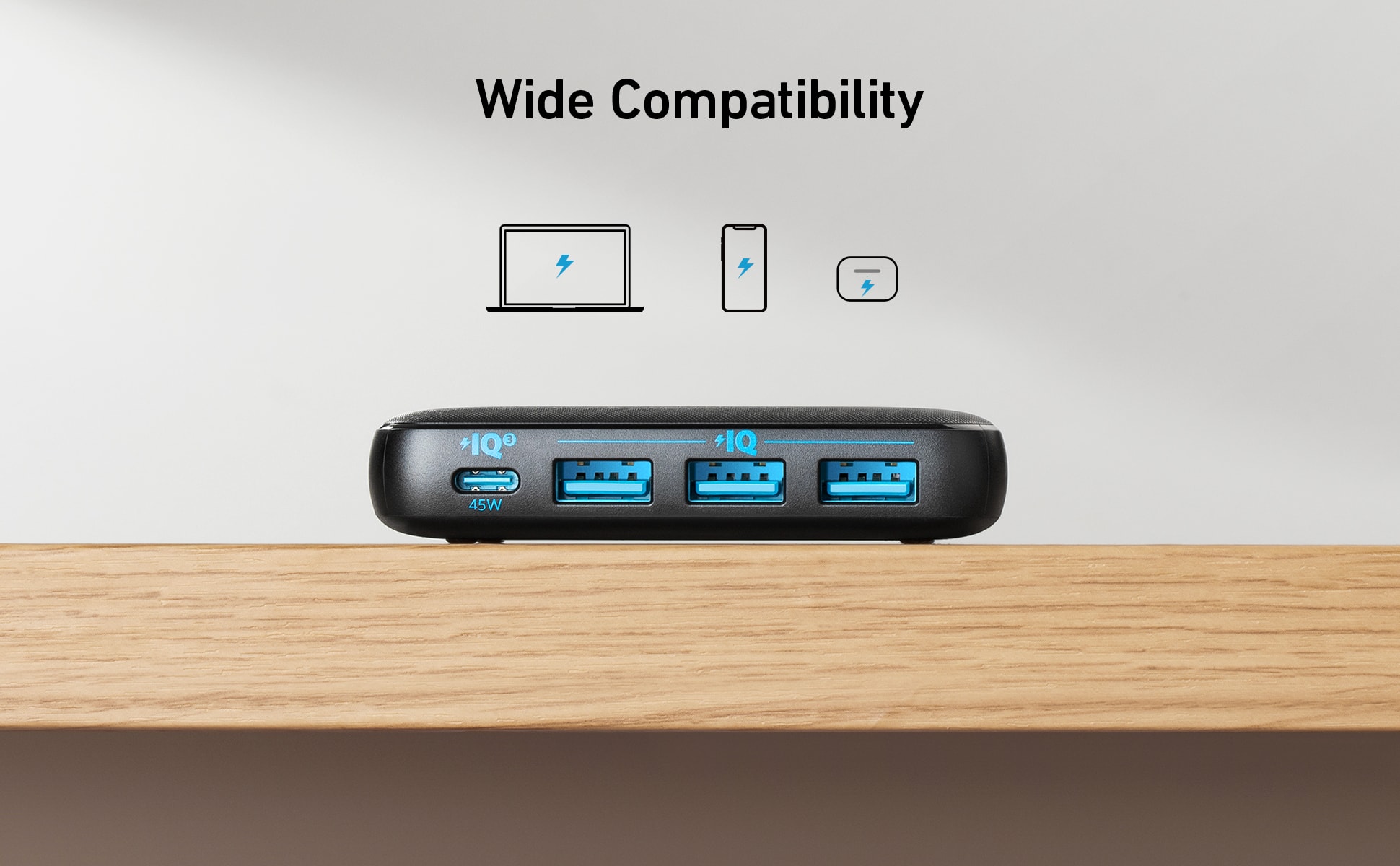 Anker 543 PowerPort Slim 65W PD+4 Charger Black - A2045K11