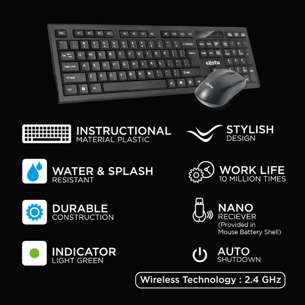 Elista Wireless Keyboard and Mouse Combo - ELS-KMC 752