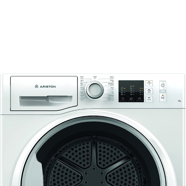 Ariston 8KG Front Load Condenser Dryer, 15 Programs, LED Display, White - NTCM108BSKGCC